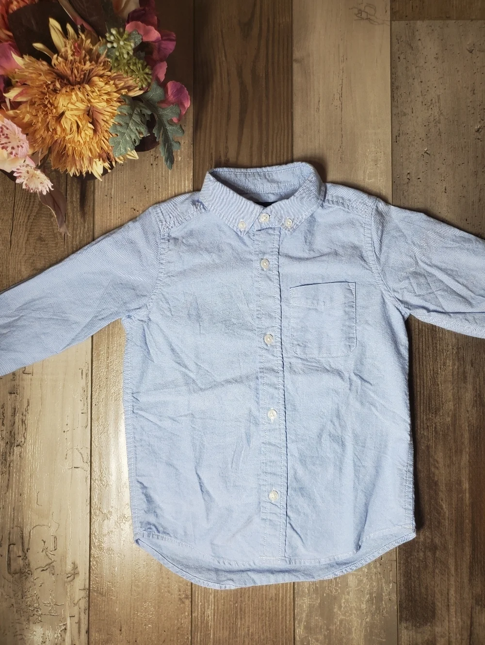 PLACE Blue Boys 100% Cotton Buttondown Dress Shirt Size 5/6 NWOT